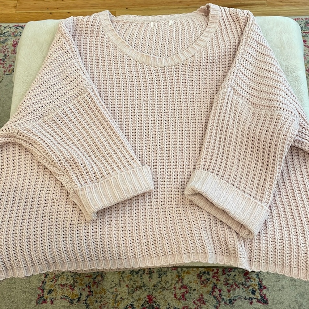 Light Pink Loose Fitting Knit Sweater